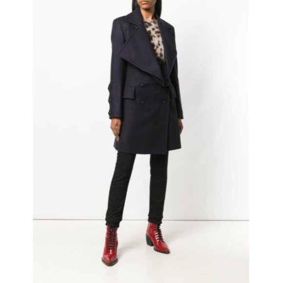 NWT VIVIENNE WESTWOOD SOLD OUT ANGLOMANIA NAVY JABOT MELTON WOOL COAT US 10 - Picture 2 of 13